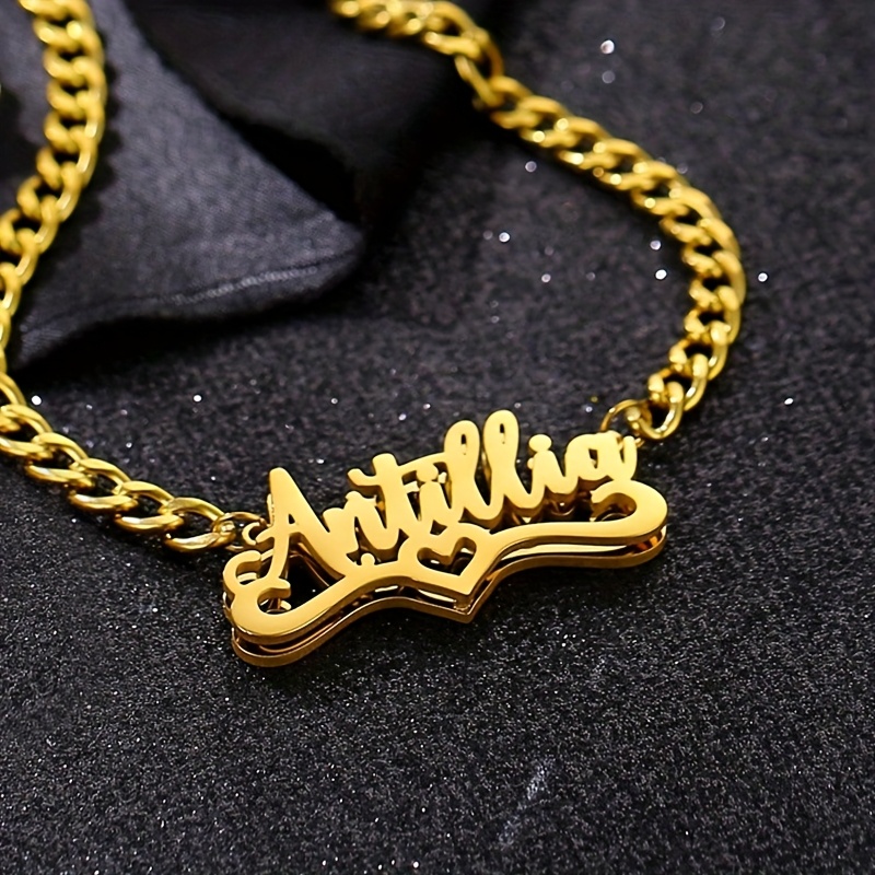 Personalized Shiny Frosted Name Double Necklace, Bohemian Gift